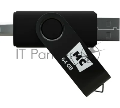 Флешка USB MORE CHOICE МФ64а Black (4620202559081), 64GB, USB 2.0/Type-C, R/W 15/5, черный