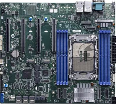 Серверная материнская плата MSI D3060-D3060GB2N-1G, 1xE2 (LGA 4710), Intel Xeon 6700E/6500P/6700P-Series, 8xDDR5 RDIMM (до 8000 МГц), 3xSlimSAS, 6xMCIO, 4xPCIe 5.0 x16, 2xM.2 22110, 2x1Gb LAN, AST2600 BMC, 2xUSB-A 5Gbps, 1xVGA, 1xCOM, RAID 0/1/5/10, SSI CEB