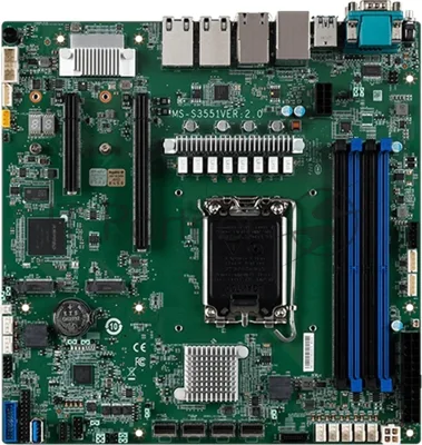 Серверная материнская плата MSI D1500-D1500GB4N-10G-HE, встроенный процессор Intel Xeon D-1500 (SoC), 4xDDR4 ECC RDIMM (до 128 ГБ), 4xSATA 6Gb/s, 4x1Gb LAN (Intel i350), 2x10Gb LAN (SFP+), 2xPCIe 3.0 x8, 1xM.2, 2xUSB-A 3.0, 2xUSB-A 2.0, 1xVGA, 1xCOM, IPMI 2.0, Mini-ITX