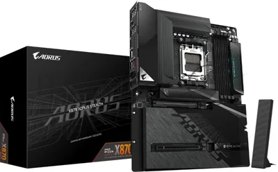 Материнская плата Gigabyte X870 AORUS STEALTH, AM5, AMD X870, 4xDDR5, 2xSATA, 4xM.2, 1xPCIe 5.0 x16, 1xPCIe 4.0 x16, 1xHDMI, 1x5Gb LAN, Wi-Fi 7, Bluetooth 5.4, 2xUSB-C 40Gbps (USB4), 1xUSB-C 10Gbps, 4xUSB-A 10Gbps, 4xUSB-A 5Gbps, 4xUSB-A 2.0, 3x3.5 мм + S/PDIF оптический, 7.1, ATX