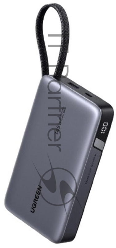 Портативный аккумулятор UGREEN PB551 55992B 145W Power Bank 0mAh USB-C&USB-A со встроенным кабелем USB-C. Цвет: серый космос