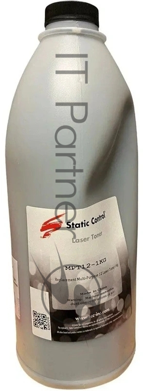 Тонер Static Control MPT12-1KG черный флакон 1000гр. для принтера НР P1010/1160/1320