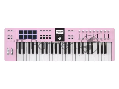 Клавиатура MIDI 231525 Arturia KeyLab Essential 49 mk3 Rose Quartz 49 клавиш, LCD дисплей, 9 энкодеров, 8 пэдов, 9 фейдеров, 12 кнопок управления, колеса высоты тона и модуляции, 1/4" Jack вход для педали, MIDI выход, Type-C