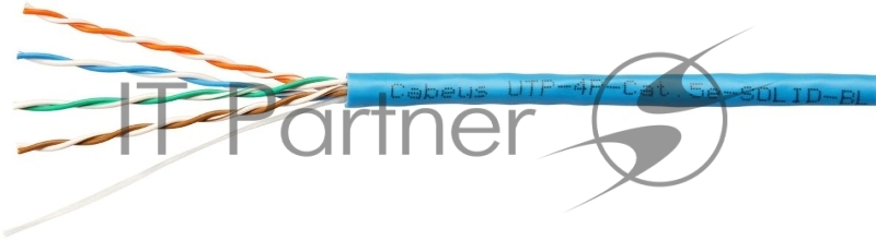 Кабель витая пара U/UTP 5e кат. 4 пары Cabeus UTP-4P-Cat.5e-SOLID-BL 24AWG(0.51 мм), медь, одножильный (solid), внутренний, PVC, нг(A)-LS, синий, уп/3