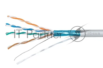 Кабель витая пара F/UTP 5e кат. 4 пары Cabeus FTP-4P-Cat.5e-SOLID-GY 24AWG(0.51 мм), медь, одножильный (solid), внутренний, PVC, нг(A)-LS, серый, уп/3