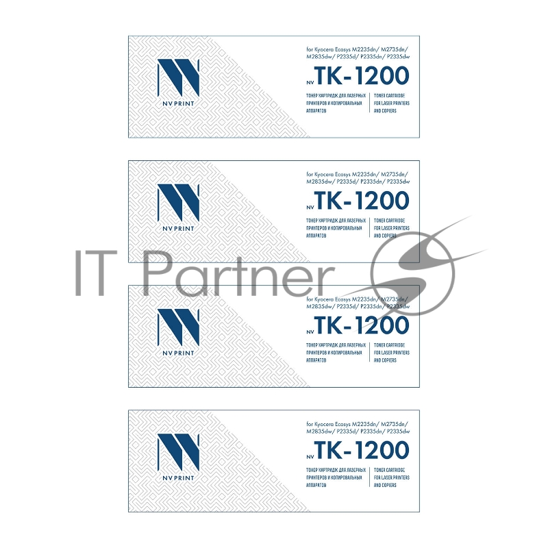Картридж NVP совместимый NV-TK-1200-SET4 для Kyocera Ecosys M2235dn/ M2735dn/ M2835dw/ P2335d/ P2335dn/ P2335dw (3000k) (4 шт)