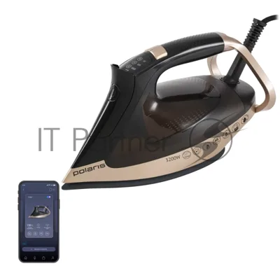 Утюг Polaris PIR-3225 AK WIFI IQ HOME черный/золотой, 3200 Вт, 120 г/мин, 270 г/мин, 450 мл