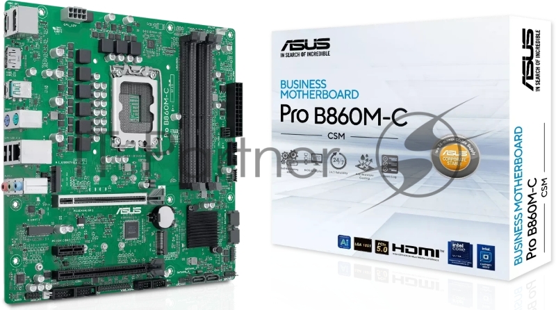Материнская плата ASUS PRO B860M-C-CSM, LGA 1851, Intel B860, 4xDDR5, 4xSATA, 2xM.2, 1xPCIe 5.0 x16, 1xPCIe 4.0 x16, 1xPCIe 3.0 x1, 1xHDMI, 2xDP, 1x1Gb LAN, 1xUSB-C 10Gbps, 1xUSB-A 10Gbps, 2xUSB-A 2.0, 3x3.5 мм, 7.1, mATX