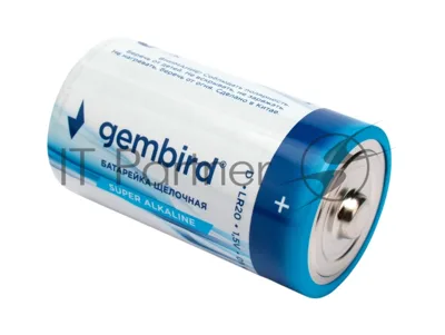 Батарейки щелочные/алкалиновые Gembird GB-LR20-2F, тип D(LR20), 2шт, пленка