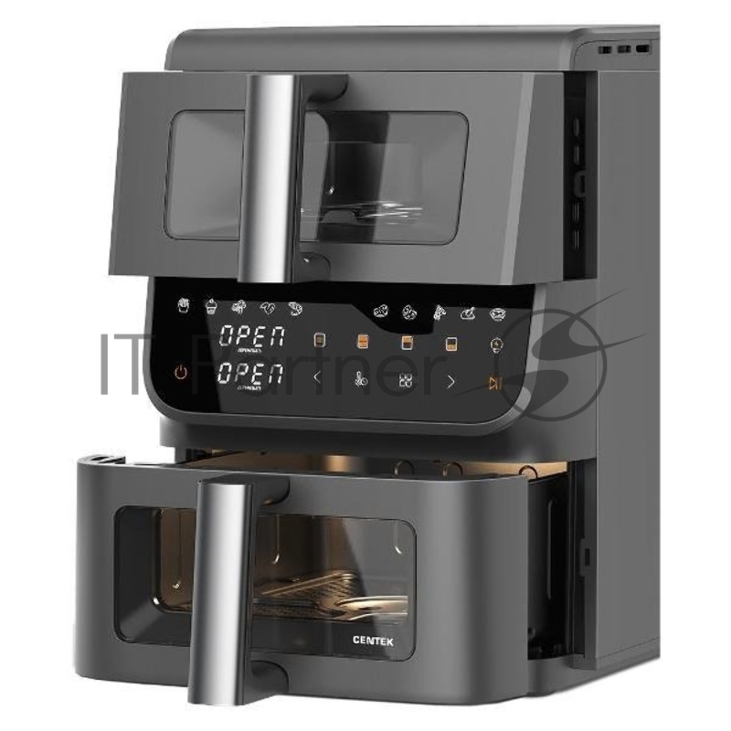 Аэрогриль Centek CT-3107 серый, 2800 Вт, 10 л, сенсор, 10 программ
