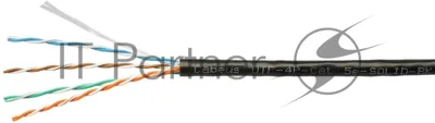 Кабель витая пара U/UTP 5e кат. 4 пары Cabeus UTP-4P-Cat.5e-SOLID-BK 24AWG (0.51 мм), медь, одножильный (solid), внутренний, PVC, нг(A)-LS, чёрный, уп/