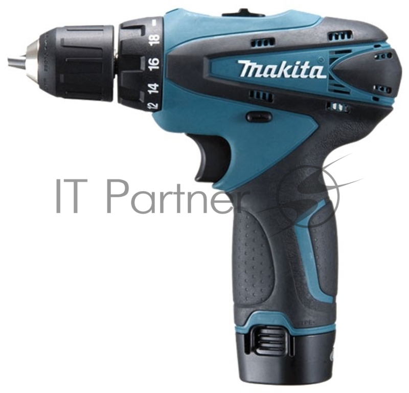 Дрель-шуруповерт Makita DF330DWE, 10,8 В, 1,3 Ач, 24 Нм, щеточный