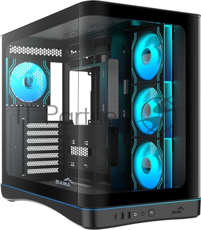 Корпус SAMA V62S, Midi-Tower, чёрный, 4 x 120 мм