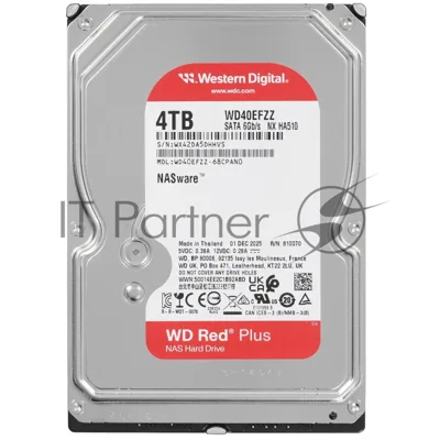 Жесткий диск HDD WD Red Plus 4Tb 5400rpm SATA 128Mb 3.5"