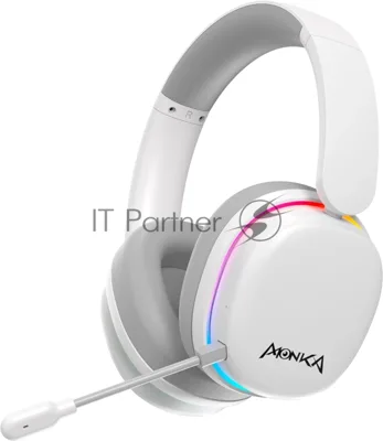 Гарнитура Marvo HG9070W Monka Echo RS белый, беспроводная + проводная, радиоканал, до 10 ч, подсветка, совместимость с PS5, Xbox
