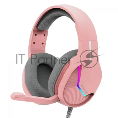 Гарнитура Marvo H8618 Tactic 40 розовый, проводная, USB, микрофон с шумоподавлением, RGB-подсветка