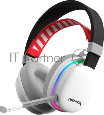 Гарнитура Marvo HG9069W Monka Echo белый, беспроводная + проводная, радиоканал, до 10 ч, подсветка, совместимость с PS5, Xbox