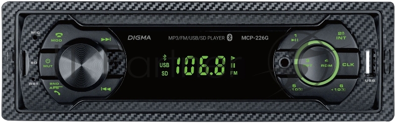 Автомагнитола Digma MCP-226G, 1 DIN, USB Type-A, AUX