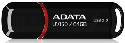 Флешка USB ADATA UV150 (AUV150-64G-RBK), 64GB, USB 3.0, R/W 90/40, черный