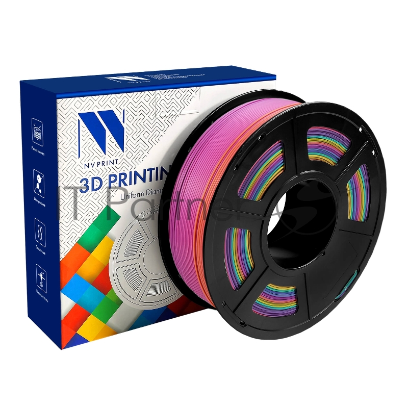 Филамент NV PRINT PLA + Rainbow 01 для 3D печати диаметр 1.75мм масса 1 кг