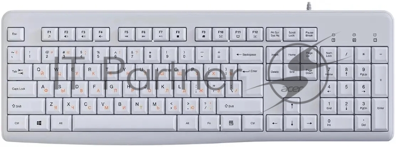 Клавиатура Acer OKW500 проводная, USB Type-A, белый