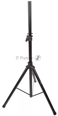 Стойка для акустической системы FORCE SSC-04 двухсекционная с винтовым фиксатором и страховочным штифтом, на треноге, складная металлическая конструкция, высота 130-200 см, максимальная нагрузка 60 кг, диаметр трубы 35/41 мм, вес 2,7 кг, черный