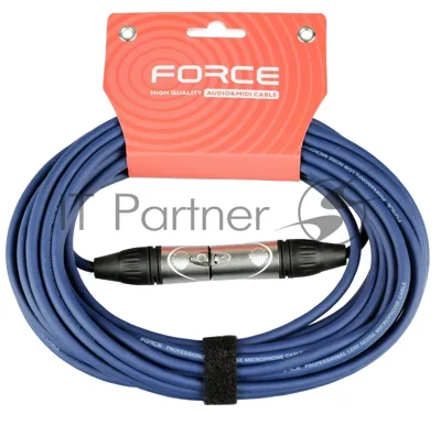 Кабель микрофонный FORCE FMC-05/10 BLXLR (M) - XLR (F), высококачественный балансный, малошумящий с проводниками из безкислородной меди OFC, диаметр 6 мм, профессиональные металлические разъемы, длина 10 м, цвет синий