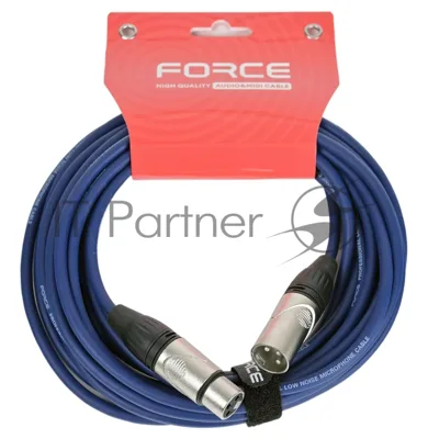 Кабель микрофонный FORCE FMC-05/6 BLXLR (M) - XLR (F), высококачественный балансный, малошумящий с проводниками из безкислородной меди OFC, диаметр 6 мм, профессиональные металлические разъемы, длина 3 м, цвет синий