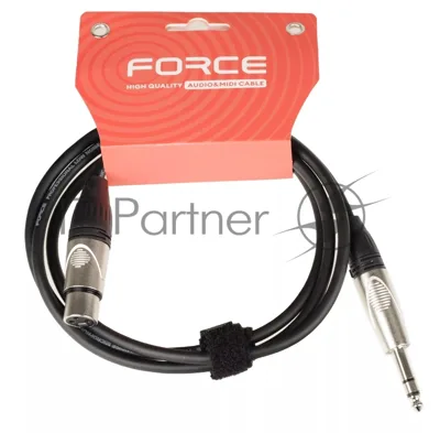 Кабель микрофонный FORCE FMC-15/1.51/4" TRS (M) - XLR (F), высококачественный балансный, малошумящий с проводниками из безкислородной меди OFC, диаметр 6 мм, профессиональные металлические разъемы, длина 1,5 м, цвет черный