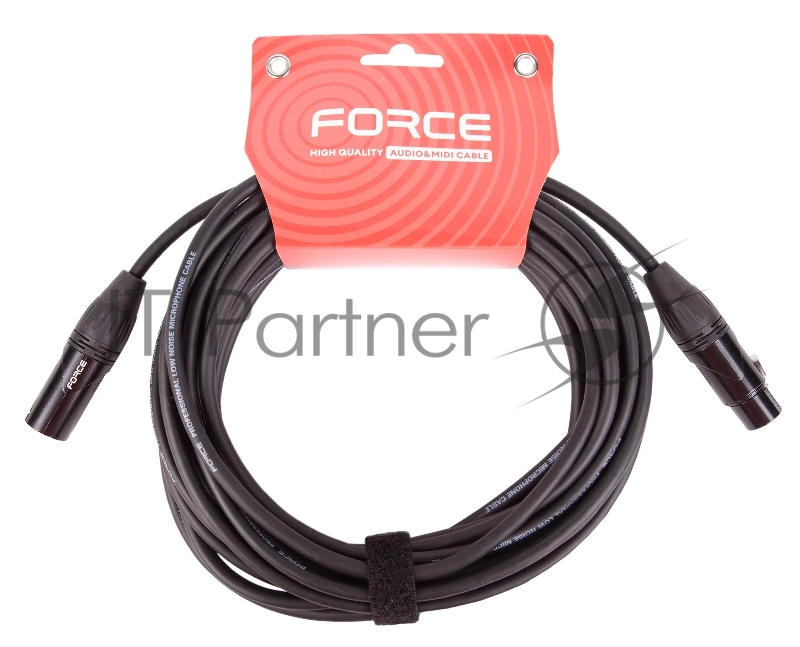Кабель микрофонный FORCE FMC-06/9XLR (M) - XLR (F), высококачественный балансный, малошумящий с проводниками из безкислородной меди OFC, диаметр 6 мм, черные профессиональные металлические разъемы, длина 9 м, цвет черный