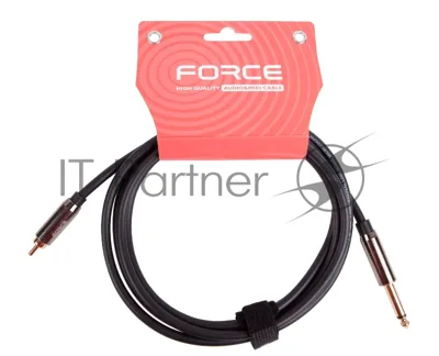 Кабель аудио FORCE FLC-09/21/4" TS Jack - RCA, высококачественный моно, используется для подключения студийных мониторов к аудио интерфейсам, диаметр 6 мм, металлические корпуса, позолоченные разъемы, длина 2 м