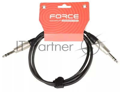 Кабель аудио FORCE FLC-101/1.51/4" TRS Jack - 1/4" TRS Jack, высококачественный стерео, используется для балансного подключения студийных мониторов, диаметр 6 мм, профессиональные металлические разъемы, длина 1,5 м