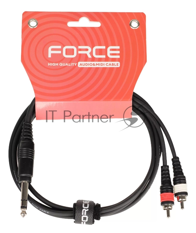 Кабель аудио FORCE FLC-27/1.51/4" TRS Jack (M) - 2xRCA (M), стерео, используется для коммутации аудио устройств, диаметр кабеля 4,8 мм, длина 1,5 м