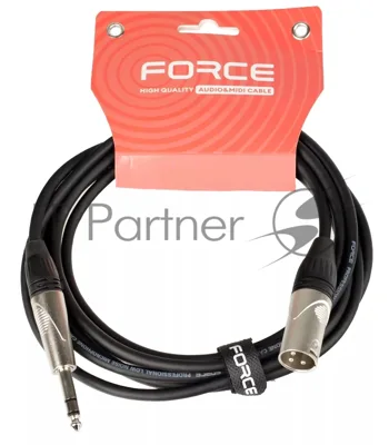Кабель аудио FORCE FMC-07/31/4" TRS (M) - XLR (M), высококачественный балансный, малошумящий с проводниками из безкислородной меди OFC, диаметр 6 мм, профессиональные металлические разъемы, длина 3 м, цвет черный