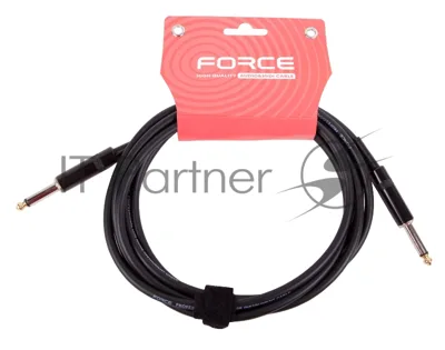 Кабель гитарный FORCE FGC-05/31/4" TS Jack - 1/4" TS Jack, высококачественный, малошумящий с проводниками из безкислородной меди OFC, диаметр 6 мм, металлические разъемы, длина 3 м