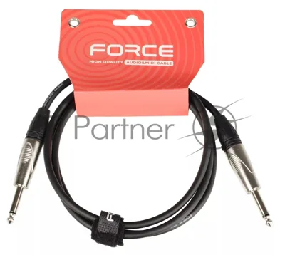 Кабель гитарный FORCE FGC-09/1.51/4" TS Jack - 1/4" TS Jack, высококачественный, малошумящий с проводниками из безкислородной меди OFC, диаметр 6 мм, профессиональные металлические разъемы, длина 1,5 м