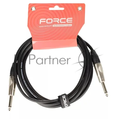 Кабель гитарный FORCE FGC-09/31/4" TS Jack - 1/4" TS Jack, высококачественный, малошумящий с проводниками из безкислородной меди OFC, диаметр 6 мм, профессиональные металлические разъемы, длина 3 м, цвет черный