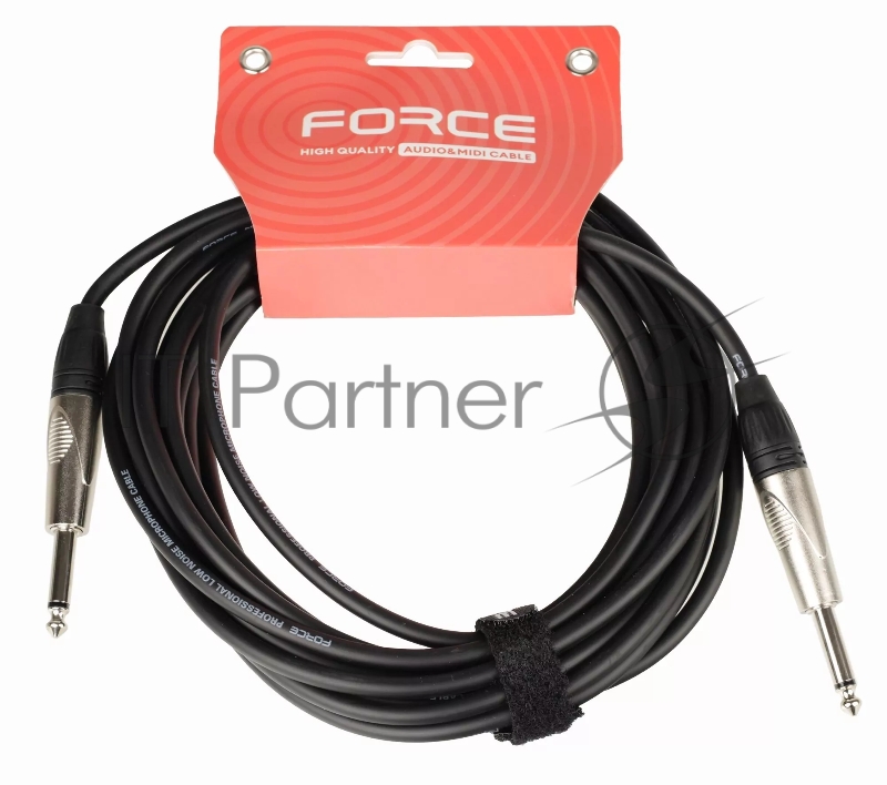 Кабель гитарный FORCE FGC-09/61/4" TS Jack - 1/4" TS Jack, высококачественный, малошумящий с проводниками из безкислородной меди OFC, диаметр 6 мм, профессиональные металлические разъемы, длина 6 м
