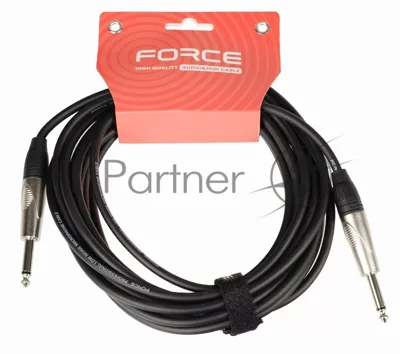 Кабель гитарный FORCE FGC-09/61/4" TS Jack - 1/4" TS Jack, высококачественный, малошумящий с проводниками из безкислородной меди OFC, диаметр 6 мм, профессиональные металлические разъемы, длина 6 м