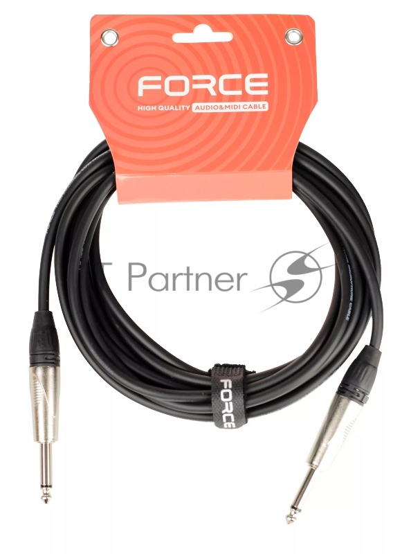 Кабель гитарный FORCE FGC-09/4.51/4" TS Jack - 1/4" TS Jack, высококачественный, малошумящий с проводниками из безкислородной меди OFC, диаметр 6 мм, профессиональные металлические разъемы, длина 4,5 м