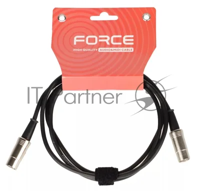 Кабель MIDI FORCE MCC-02/1.5MIDI DIN 5-pin - MIDI DIN 5-pin, высококачественный, диаметр 6 мм, для подключения синтезаторов, звуковых модулей и др. оборудования, профессиональные металлические разъемы, длина 1,5 м, черный