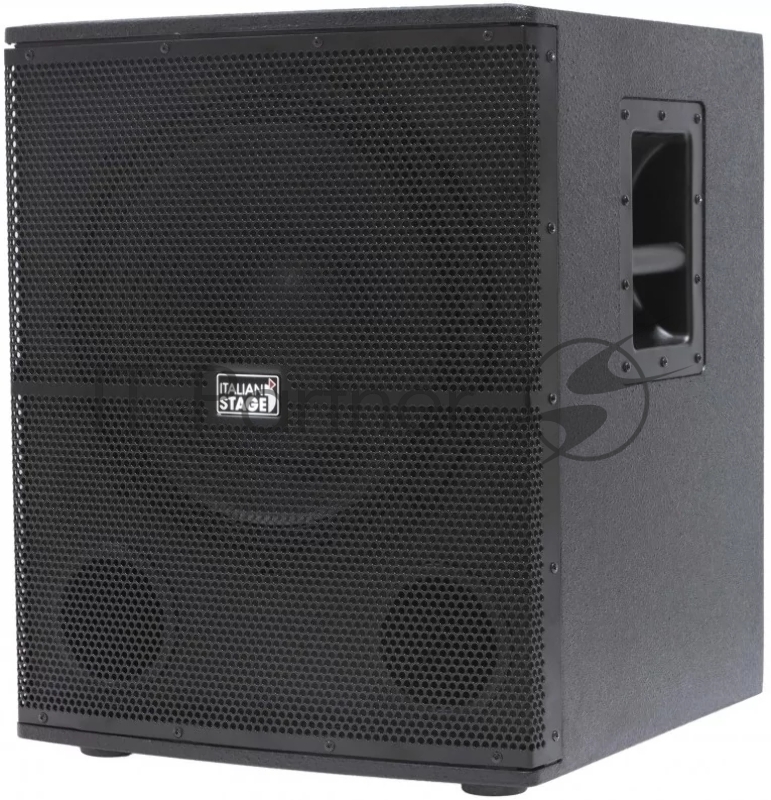 Активный сабвуфер ITALIAN STAGE S115A НЧ динамик 15", усилитель класса AB, мощность пик./ном. 700/350 Вт, АЧХ 20-120 Гц, макс. SPL 128 дБ, 2x XLR входа, 2x XLR выхода, регулятор уровня сигнала, переключатели обрезного ФНЧ FLAT/100 Гц