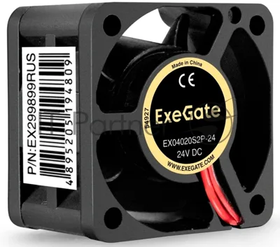 Вентилятор корпусной ExeGate EX04020S2P-24, 40 мм, 7000 об/мин, 29 дБ, 2 pin, без подсветки