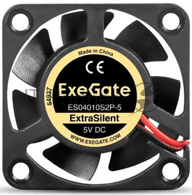 Вентилятор корпусной ExeGate ExtraSilent ES04010S2P-5, 40 мм, 4000 об/мин, 19 дБ, 2-pin, без подсветки
