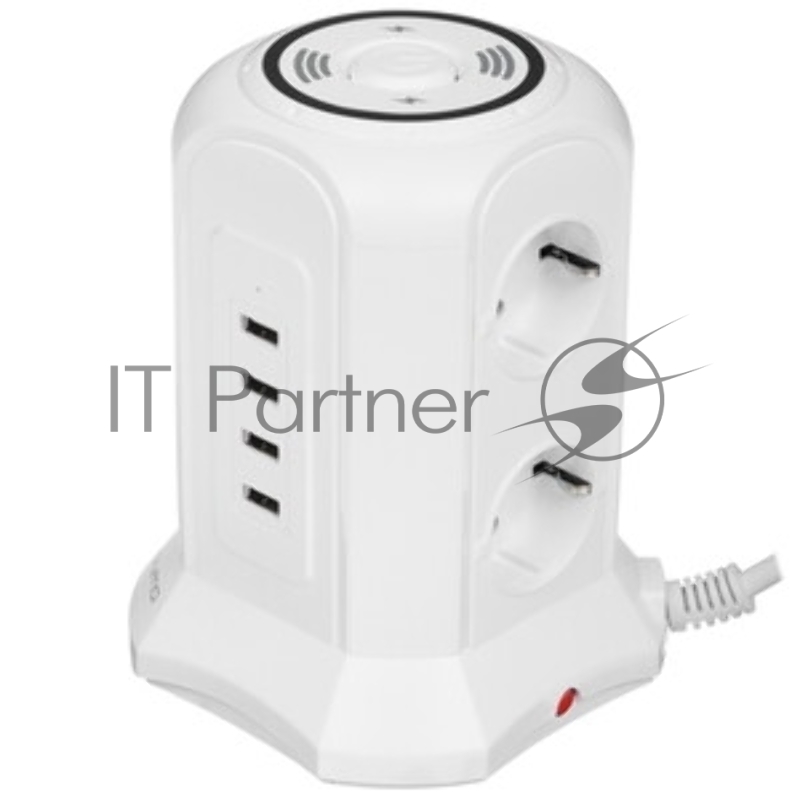 Сетевой фильтр Qumo Power Tower Pro + Wireless SFU2 (P-0010) черный, 6 розеток