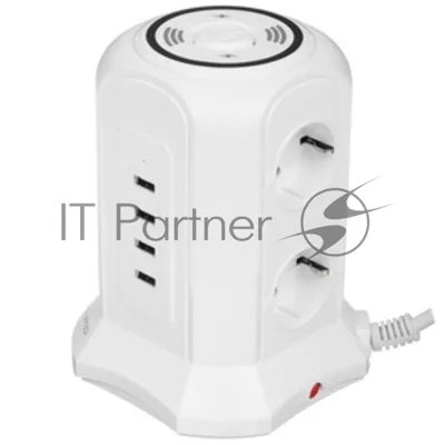 Сетевой фильтр Qumo Power Tower Pro + Wireless SFU2 (P-0010) черный, 6 розеток