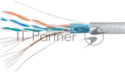 Кабель витая пара F/UTP 5e кат. 4 пары Cabeus FTP-4P-Cat.5e-PATCH-LSZH-GY 26AWG(7x0.16 мм), медь, многожильный (stranded), внутренний, LSZH, нг(A)-HF,