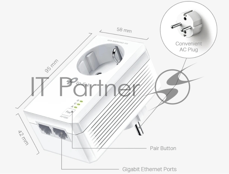Комплект гигабитных Powerline-адаптеров TP-Link TL-PA7027P KIT AV1000 со встроенной розеткой