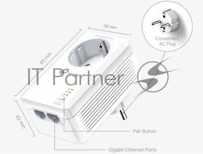 Комплект гигабитных Powerline-адаптеров TP-Link TL-PA7027P KIT AV1000 со встроенной розеткой