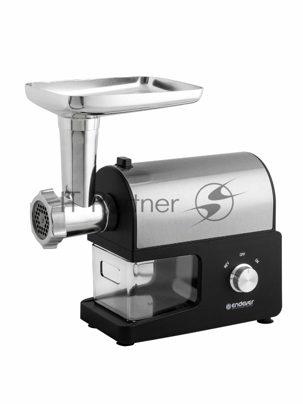 Мясорубка электрическая Endever Sigma-114 черный/стальной, 2600 Вт, 2.0 кг/мин, реверс, защита от перегрузки, металлический лоток, насадки - 5